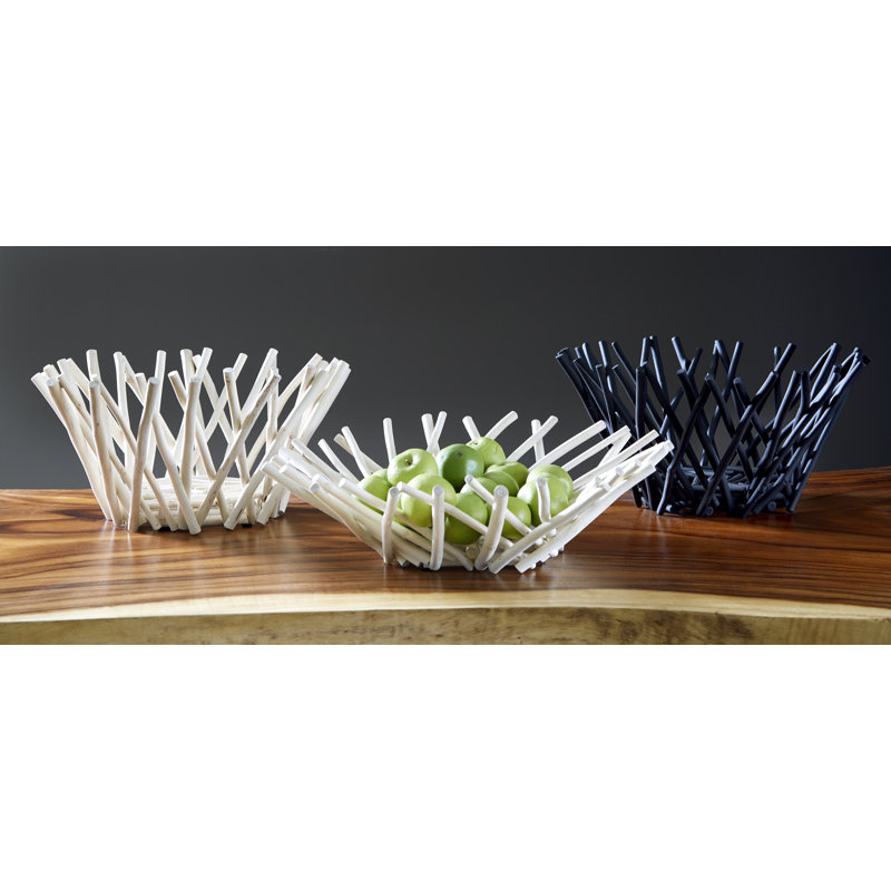 Bol décoratif en bois blanc cassé Kutz, Grand