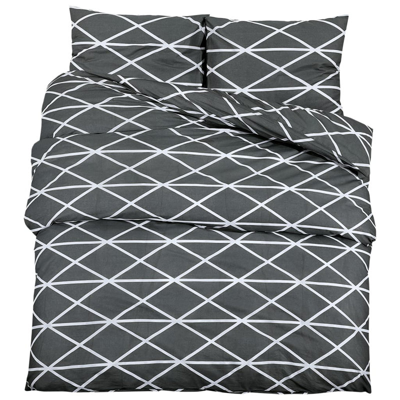 Ensemble de housse de couette 100% coton 79 po x 79 po Vidaxl, Formes géométriques grises