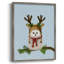 «Christmas Fluffy Owl and Antler», reproduction encadrée - bois massif-718385424