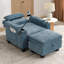 Canapé inclinable simple avec dossier réglable manuellement, port de charge USB sur le côté de l'accoudoir, support pour téléphone inclus, rangement des accoudoirs dissimulé et repose-pieds de rangement assorti - bleu-131513715-131513717