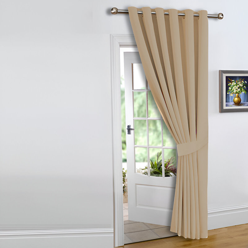 Bernards Blackout Door Curtain, Cream, Single Panel 168cm Width x 213cm Drop
