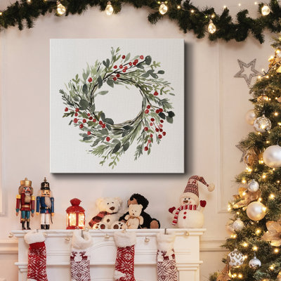 Holly Farmhouse Wreath II - Toile tendue avec châssis