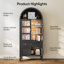 Vaisselier arqué 71 po avec lumières intelligentes sans fil, tablettes réglables, portes en verre trempé, tiroir, armoire de cuisine-474999488