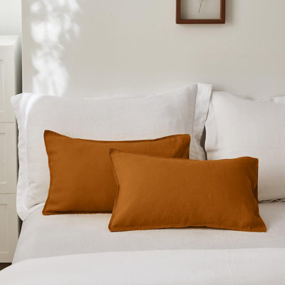 100% Linen Lumbar Pillow Cover 12 X 20 Inches Set Of 2 Rectangular Decorative Throw Cushion Cover