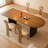 Nut-brown + Half-circle Solid Wood Dining Table-1036385835-1036385832