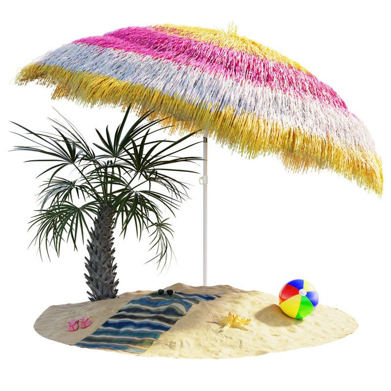 160cm Beach Parasol, Yellow/White/Pink