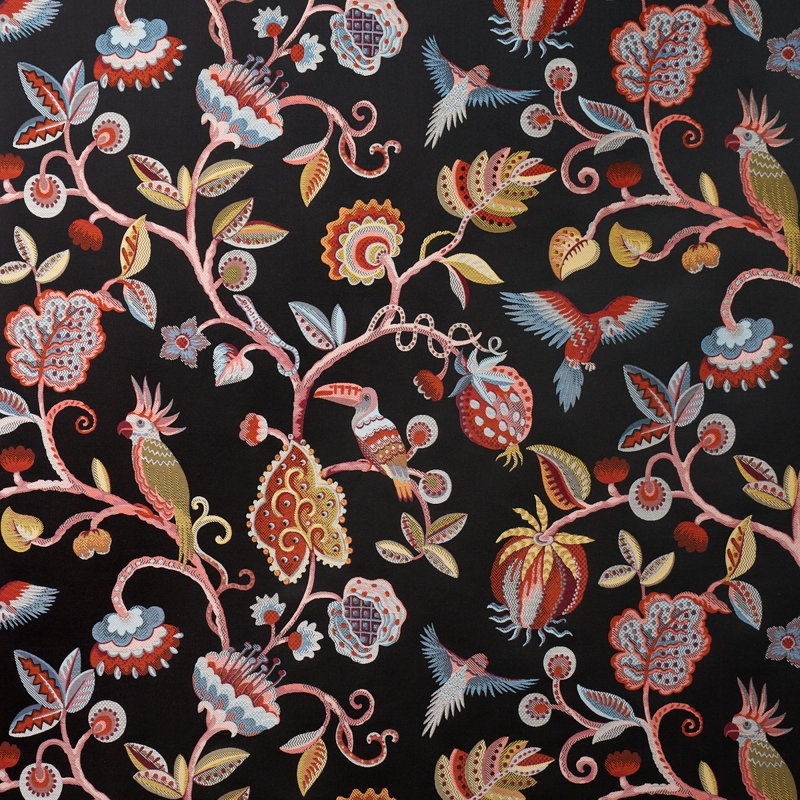 Birds Of Paradise Fabric, Noir