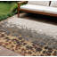 Tapis extérieur lavable abstrait gris et or 10 pi x 14 pi ivoire