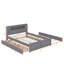 Grand lit plateforme en bois avec rangement à DEL, 2 tiroirs et 1 lit gigogne simple-114344355