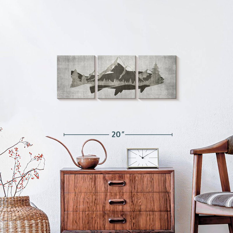 Ensemble de 3 pièces Mountain Trout I sur toile, H 8 po x l 26 po x P 1 po