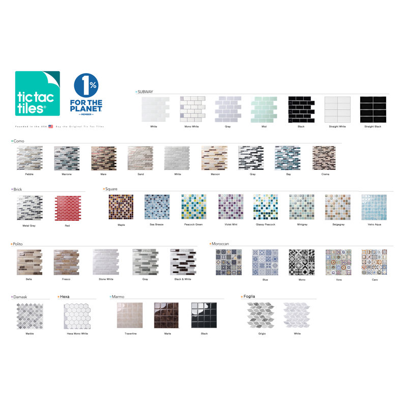 Carreau de mosaïque pelez et collez 12 po x 12 po, Marbre gris