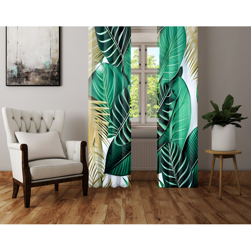 Paire de rideaux semi-transparents en polyester Baiba, L 40 po x L 61 po