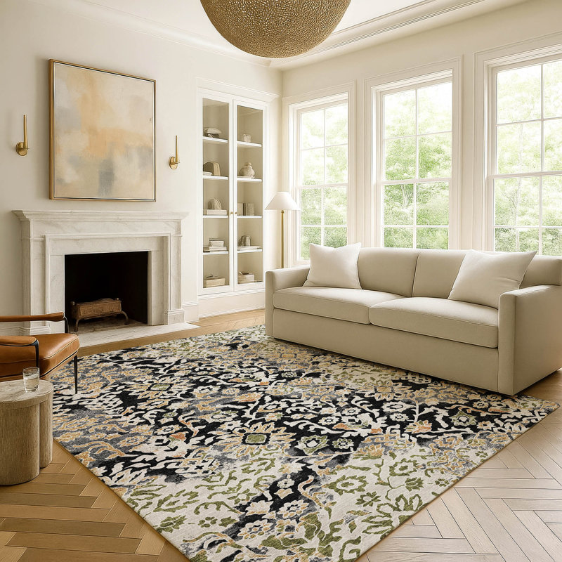 Machine Washable Indoor/Outdoor Chantille ACN2584 Traditional Rug, 2'6" x 3'10", Black