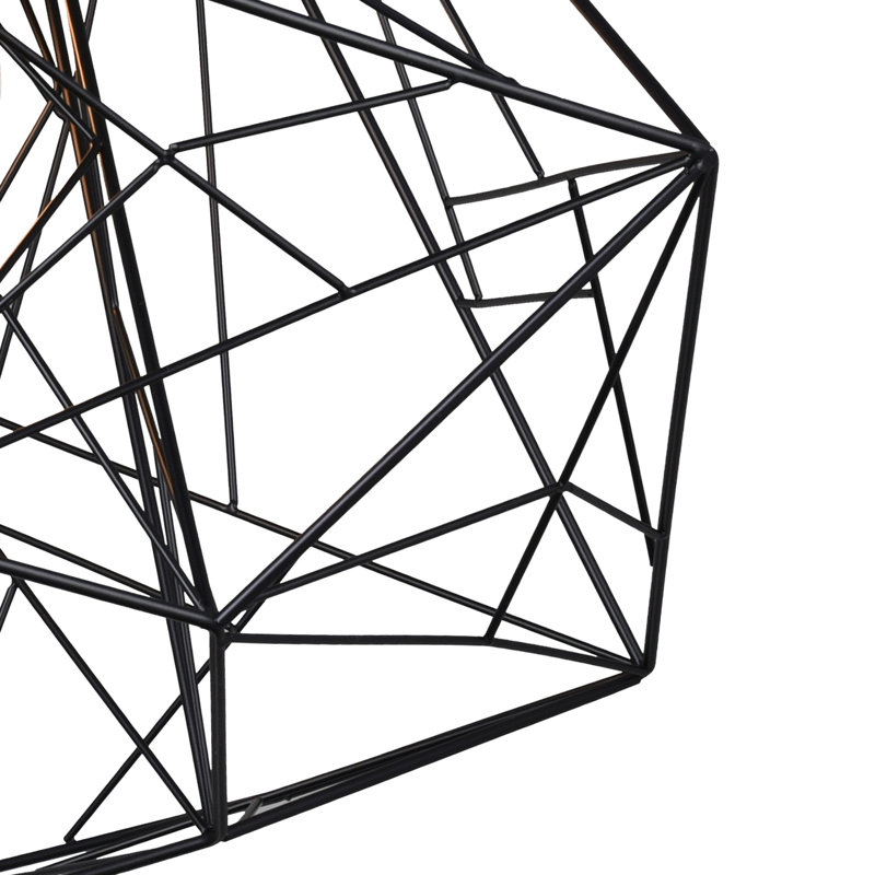 20'' Down Pendant with Black Finish – 1-Light with E26 Base Modern Geometric Pendant Light for Dining Room or Kitchen