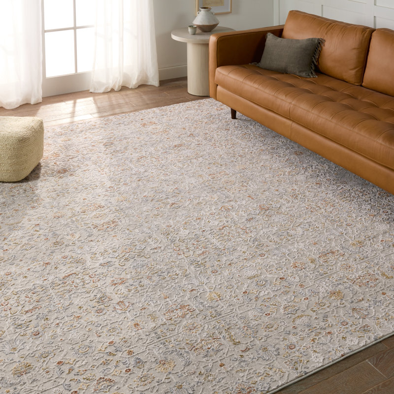Tapis rayé blanc / gris clair fait à la main Pranshi, Rectangle 8 pi x 10 pi