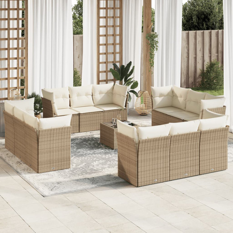  Ensemble de canapé de jardin beige, Beige