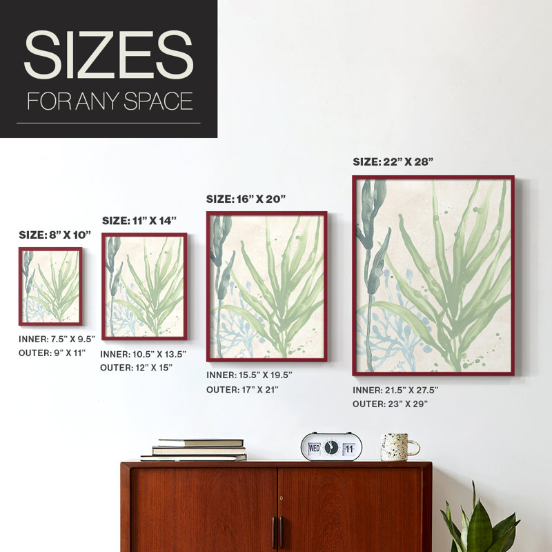 «Swaying Seagrass I-Premium», reproduction encadrée prête à accrocher - aucun clou requis - aucun clou requis, Rouge