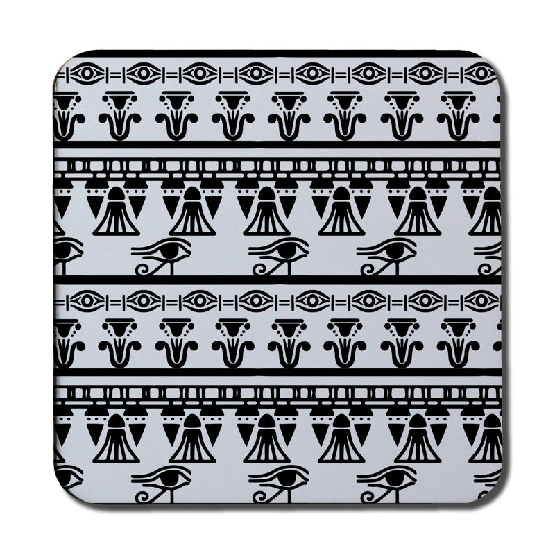 Square 6 Piece Coaster Set, White/Black