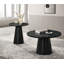 Unique Cone Base Pedestal Round End Table, Contemporary Style With Durable Rubberwood Structure And Black Finish