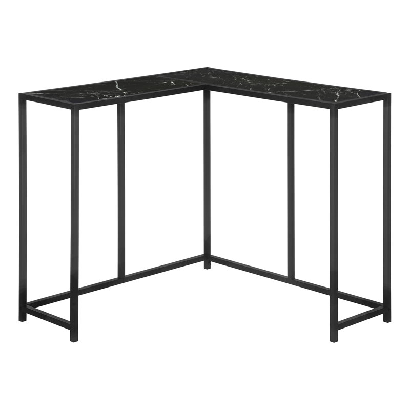 Console, faux marbre, métal, stratifié, 1 pièce, noir, étroit