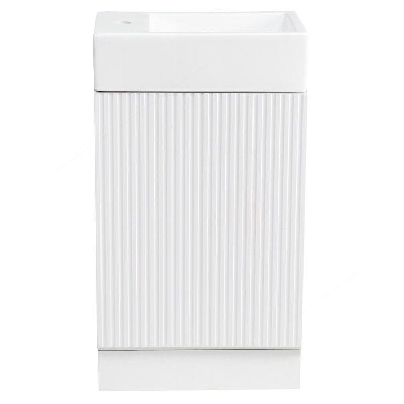 18.6" Bathroom Vanity With Sink, Bathroom Vanity Cabinet With Two-Tier Shelf, Left Or Right Orientation, White , White