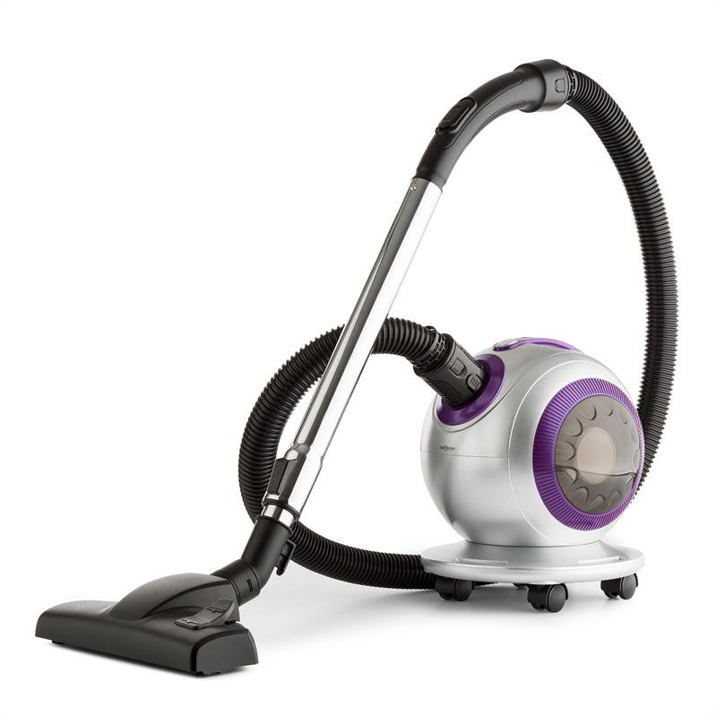 OneConcept Bagless Canister Vacuum, Silver and purple
