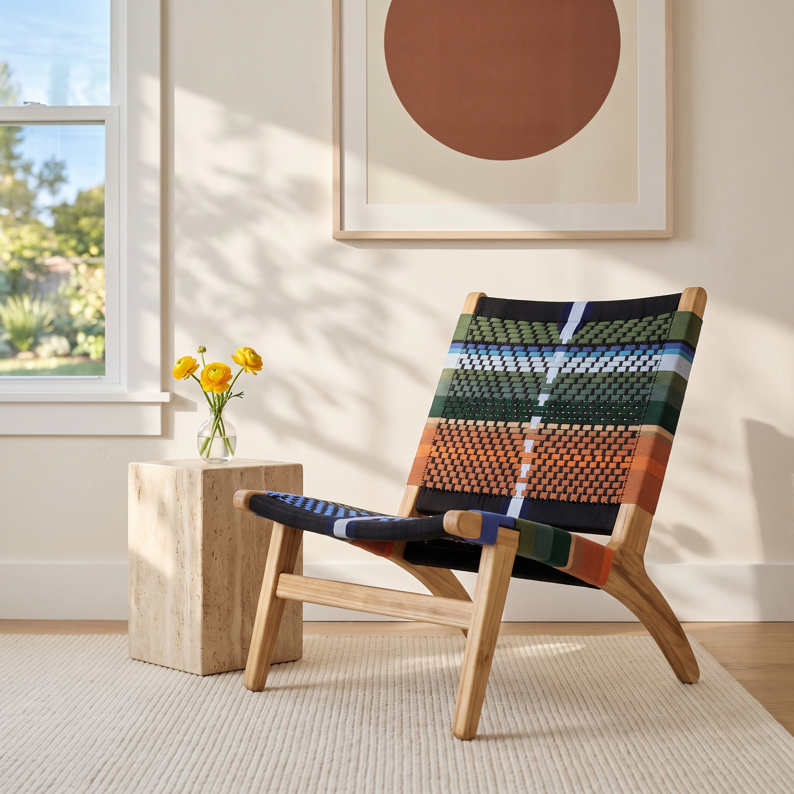 Masaya Upholstered Accent Chair, Mot Mot Manila, Teak