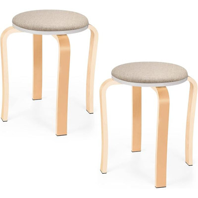 Ensemble de 2 tabourets empilables en bois pour enfants, invités, tabourets portatifs ronds de 16,5 pouces de hauteur comptoir pour le salon, la cour arrière, la salle de classe, la cuisine, le meuble sur pied, appartement
