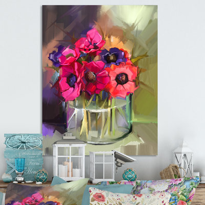 Paint Brush Pink Spring Flowers Vase " Paint Brush Pink Spring Flowers Vase " Painting Print
