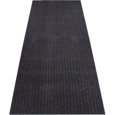 Indoor / Outdoor Striped Design Black Light Weight Low Pile Slip Resistant Rugs for Commercial, Residential Hallway