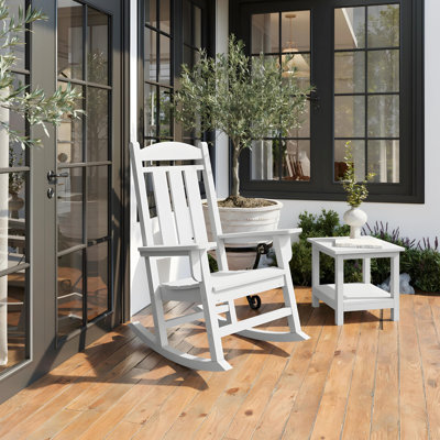 Classic White Porch Rocker With Build - Enhances Patio, Porch, And Garden Traditional In Long-Lasting Outdoor Comfort