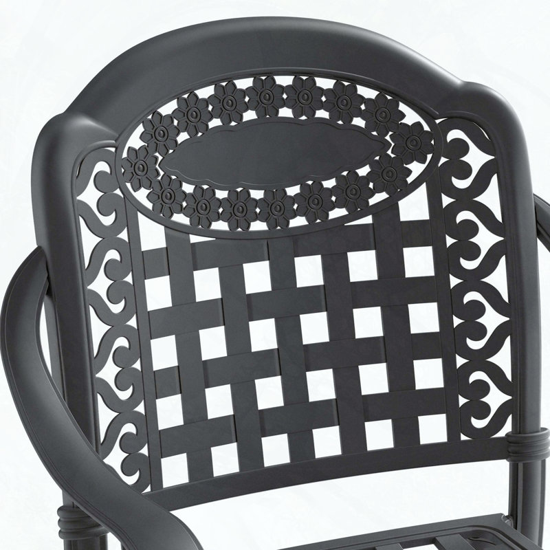 Cast Aluminum Stacking Patio Dining Chairs with Ergonomic Design, Set of 2, Blue
