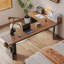 Bureau brun en bois massif en forme de L + fer-108066730-108066731