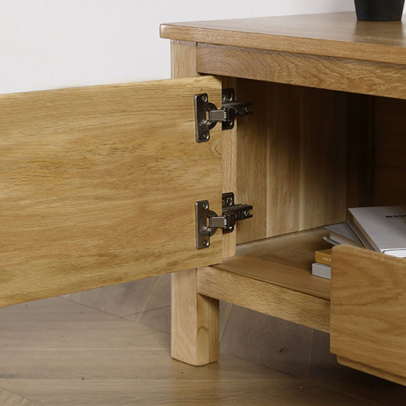 Meuble télé simple en bois massif, 70.87"