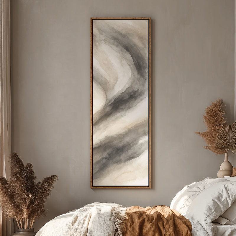 Grande toile murale encadrée, impressions abstraites, 60 po x 20 po, Naturel, H 60 po x l 20 po