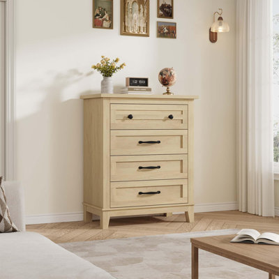  4 Dresser for Bedroom, 34.8" Tall Vertical Drawer Dresser with Large Storage, Freestanding Wooden Closet Chest for Bedroom, Living Room