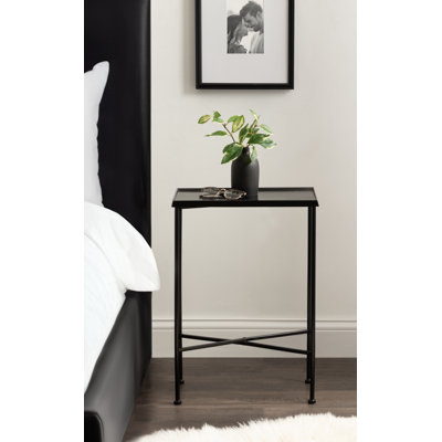Gologan Narrow Side Table with Hammered Metal Tabletop
