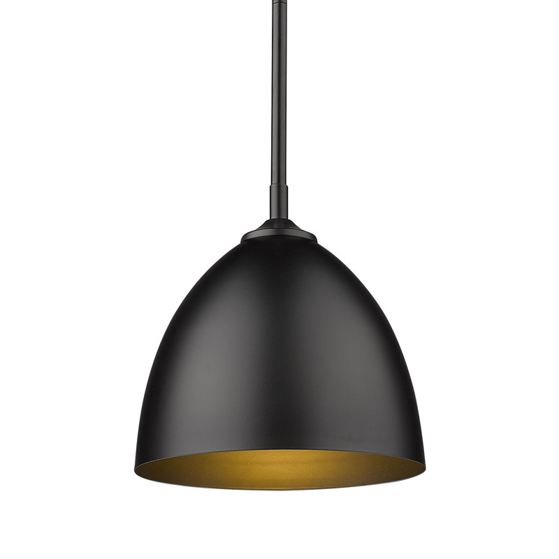 Luminaire suspendu en forme de dôme à 1 lumière Ringwood, Noir mat
