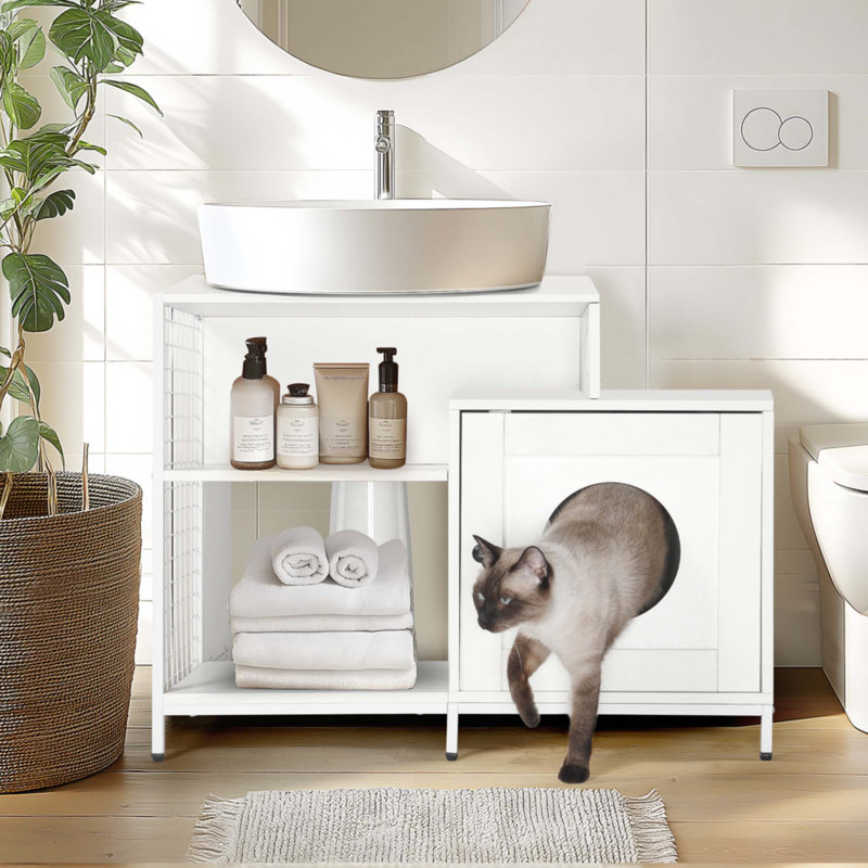 Enceinte de litière pour chat pour salle de bain