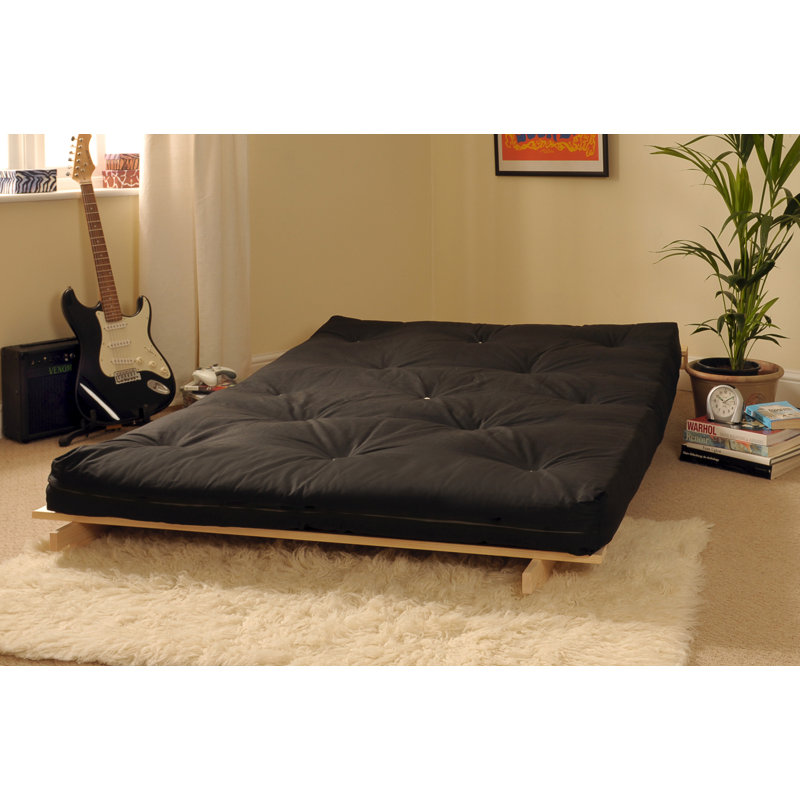 Arlete Upholstered Futon And Mattress, Black, 76cm H x 120cm W x 78cm D