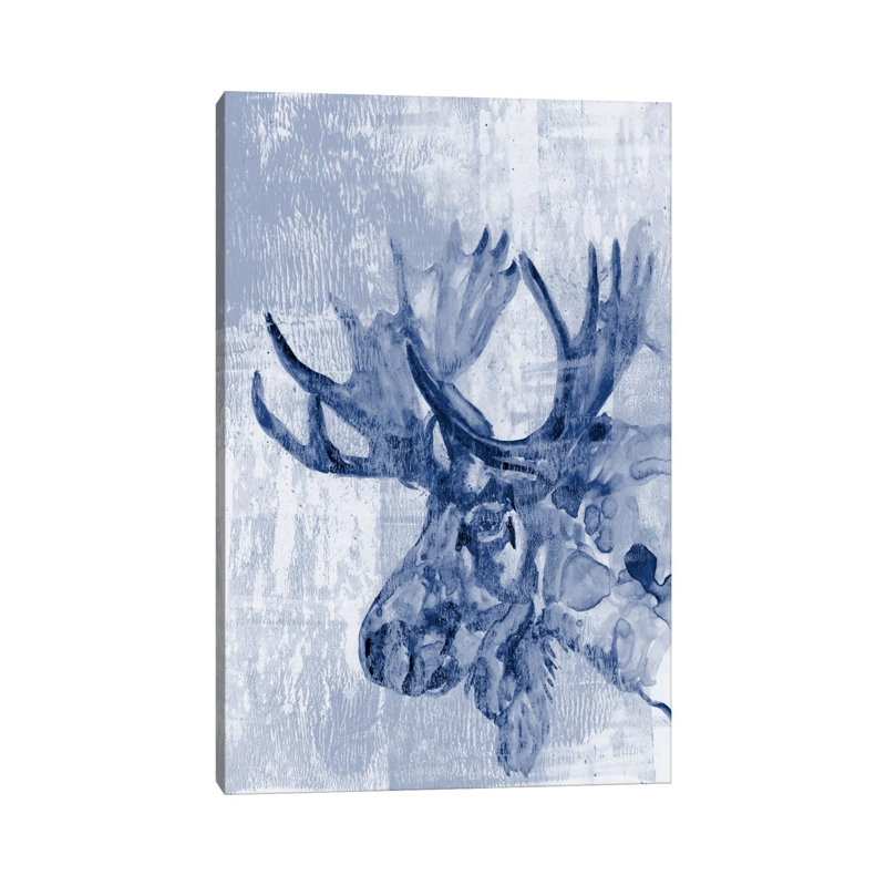 Indigo Moose 1 Piece Wrapped Canvas Painting, 101.6 cm H x 66.04 cm W x 1.91 cm D