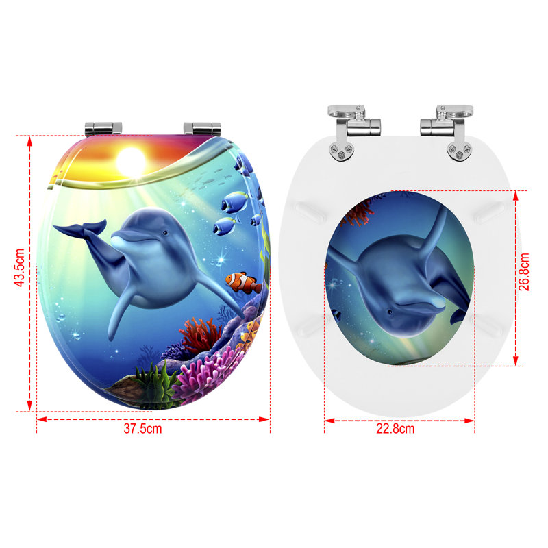 Toilet Seat, Soft-Close Toilet Lid, With Quick Release Function For Easy Cleaning, Easy Assembly, Mdf, White Granite