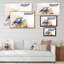 «Paintbrush Orange and Turquoise Bird IV», reproduction sur toile flottante-487081635-487081640