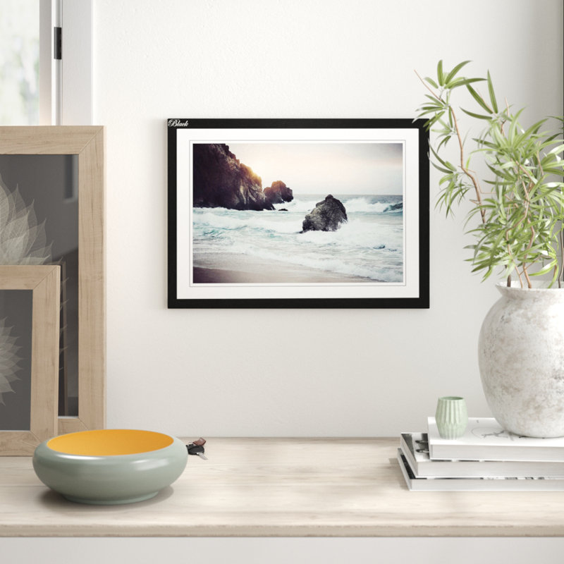 Beach Seascape - Single Picture Frame Print, Black