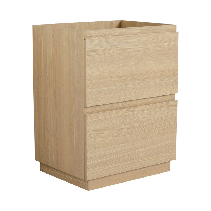 Meuble-lavabo autoportant 24 po à double tiroir en bois d'ingénierie avec élégance