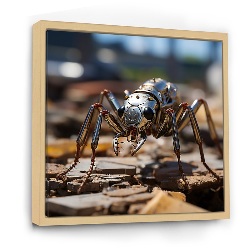 Fourmis industrielles III sur toile, H 24 po x l 24 po x P 1 po, Cadre naturel flottant