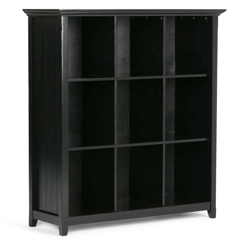Acadian 44"W Solid Wood 9 Cube Storage Bookcase with Fixed Shelves, Black