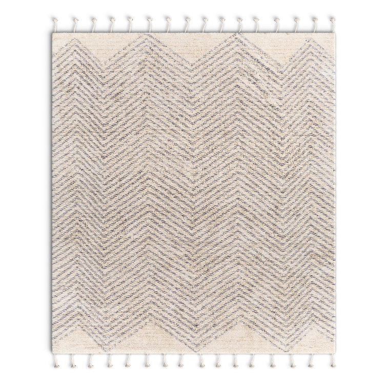 Verina Chevron Handmade Cotton Gray/Cream Area Rug