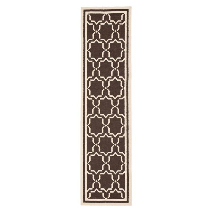 Rodgers Hand Woven Flat Weave Wool/Cotton Geometric Rug in Chocolate