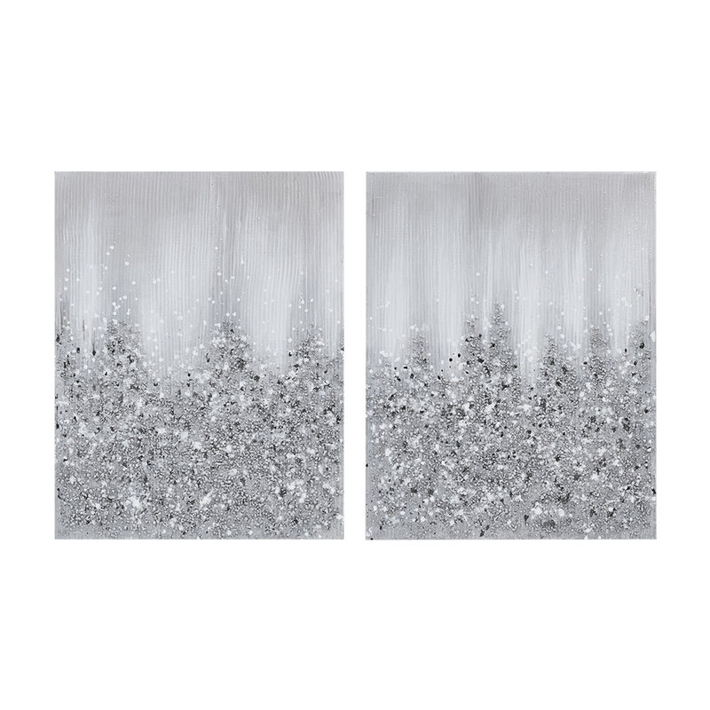 Toile scintillante, 2, très embelli avec des textures de roche, l 22 po x H 28 po, œuvre d'art d'intérieur, 2 et paillettes, 22 po x 28 po, décor